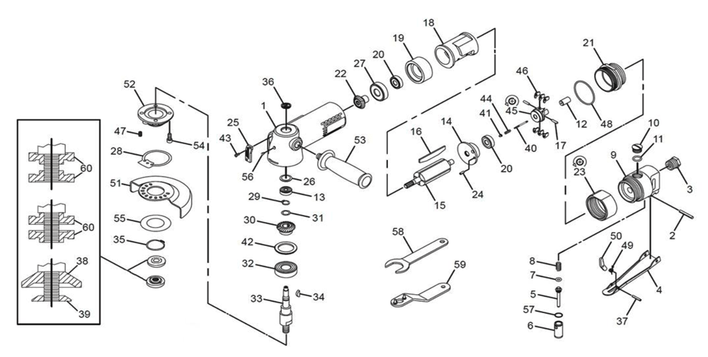 Fig-0 Diagram and Parts List for CP9120CRN  Chicago Pneumatic Grinder